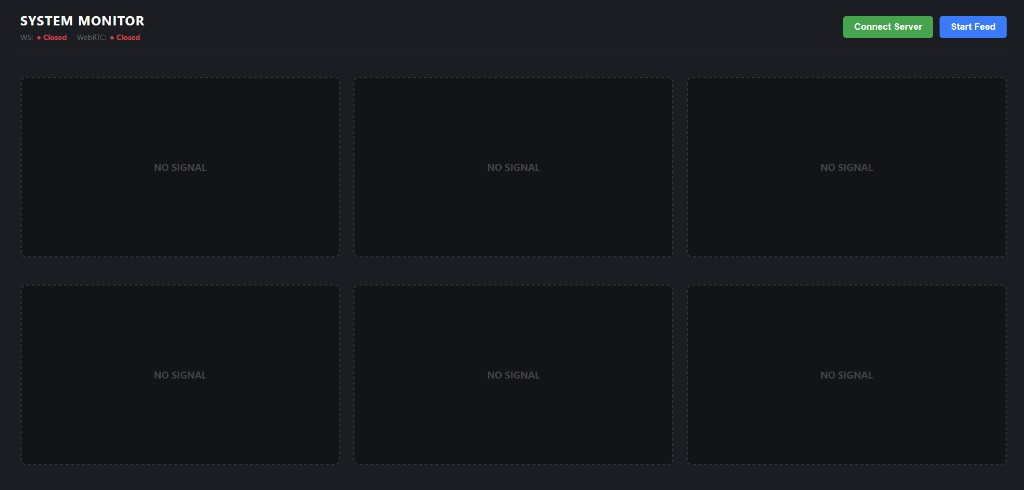 WE MARS System Monitor WebRTC frontend with six camera tiles